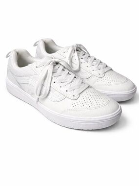 Vans White Leather Sneakers Men’s 6.5 Women’s 8 Unisex Minimal Clean Classic